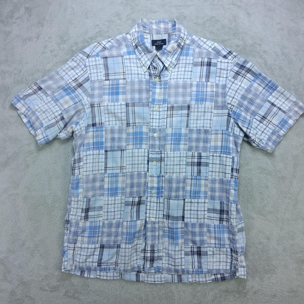 Brooks Brothers 346 Mens Large Patchwork Plaid Short Sleeve Button Down Shirt